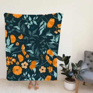 Hand Drawn Floral Pattern in Peach Tones Fleece Blanket