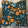 Hand Drawn Floral Pattern in Peach Tones Quilt Blanket