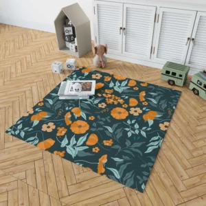 Hand Drawn Floral Pattern in Peach Tones Rug 1