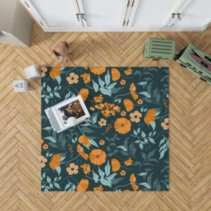 Hand Drawn Floral Pattern in Peach Tones Rug