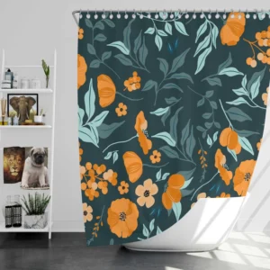 Hand Drawn Floral Pattern in Peach Tones Shower Curtain