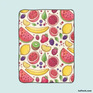 Hand Drawn Fruit and Floral  Design Fleece Blanket 1