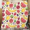 Hand Drawn Fruit and Floral  Design Quilt Blanket