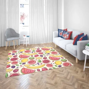 Hand Drawn Fruit and Floral  Design Rug 2