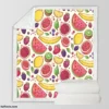 Hand Drawn Fruit and Floral  Design Sherpa Fleece Blanket