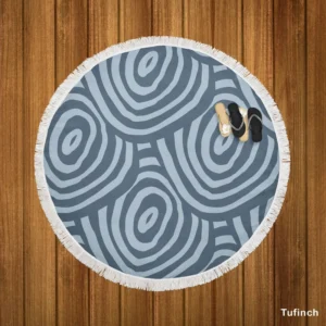 Hand Drawn Geometric Circles Pattern Round Beach Towel