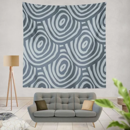 Hand Drawn Geometric Circles Pattern Wall Tapestry