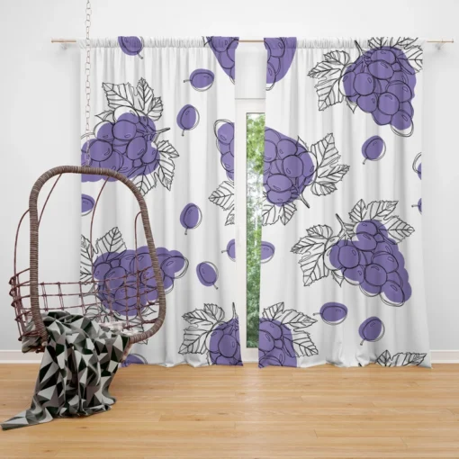 Hand Drawn Grapes Bunch Curtain