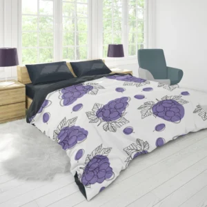 Hand Drawn Grapes Bunch Duvet Cover 1