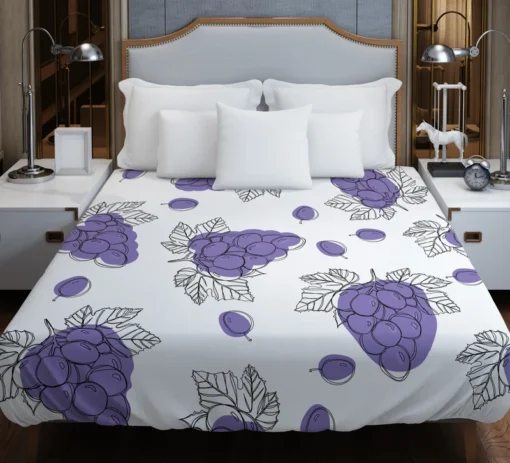 Hand Drawn Grapes Bunch Duvet Cover