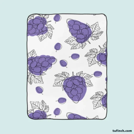 Hand Drawn Grapes Bunch Fleece Blanket 1