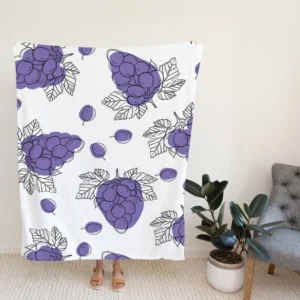 Hand Drawn Grapes Bunch Fleece Blanket