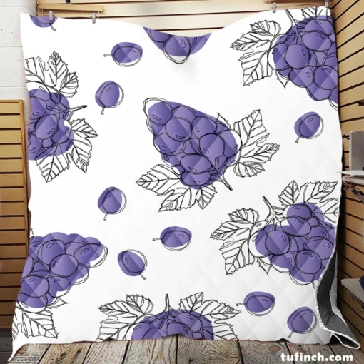 Hand Drawn Grapes Bunch Quilt Blanket