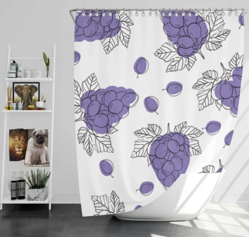 Hand Drawn Grapes Bunch Shower Curtain