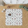 Hand Drawn Holly berry Ogee Pattern Snowflakes Rug