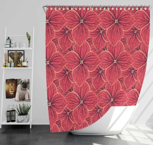 Hand Drawn Hydrangea Floral Shower Curtain