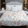 Hand Drawn Little Floral Pattern in Peach Tones Duvet Cover