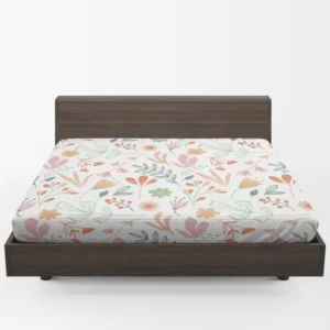 Hand Drawn Little Floral Pattern in Peach Tones Fitted Sheet 1