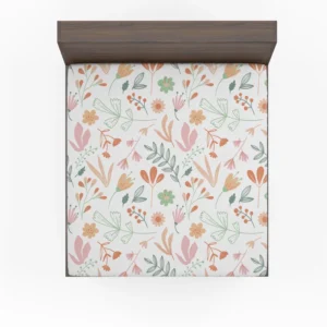 Hand Drawn Little Floral Pattern in Peach Tones Fitted Sheet