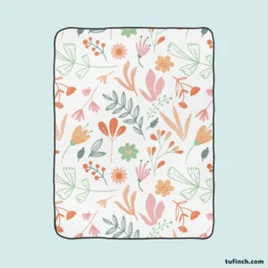 Hand Drawn Little Floral Pattern in Peach Tones Fleece Blanket 1