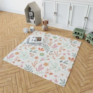 Hand Drawn Little Floral Pattern in Peach Tones Rug 1