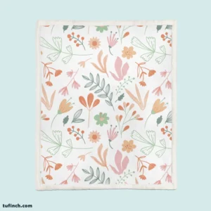 Hand Drawn Little Floral Pattern in Peach Tones Sherpa Fleece Blanket 1