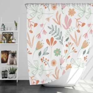 Hand Drawn Little Floral Pattern in Peach Tones Shower Curtain