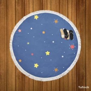 Hand Drawn Little Stars Round Beach Towel