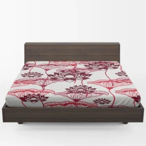 Hand Drawn Lotus Floral Pattern Fitted Sheet 1