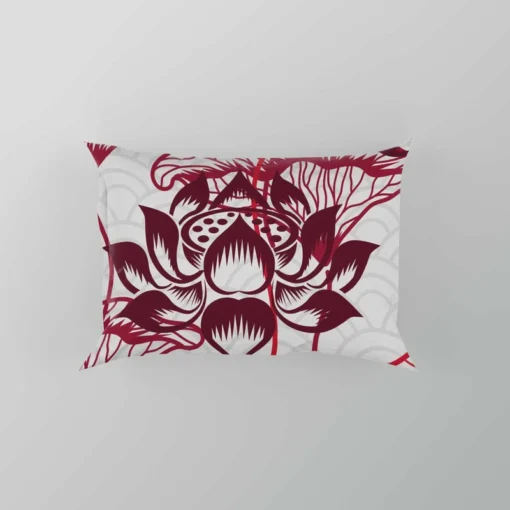 Hand Drawn Lotus Floral Pattern Pillow Case