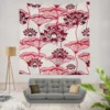 Hand Drawn Lotus Floral Pattern Wall Tapestry