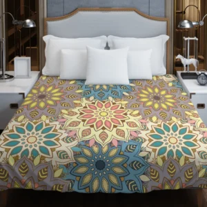 Hand Drawn Mandala Seamless Pattern Duvet Cover