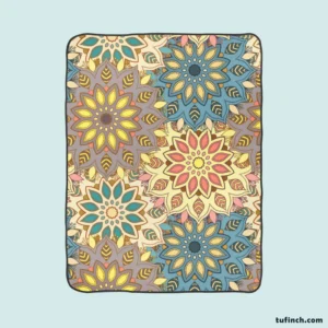 Hand Drawn Mandala Seamless Pattern Fleece Blanket 1