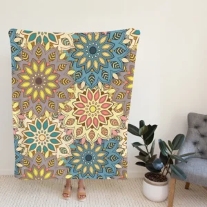 Hand Drawn Mandala Seamless Pattern Fleece Blanket