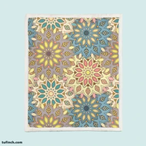 Hand Drawn Mandala Seamless Pattern Sherpa Fleece Blanket 1