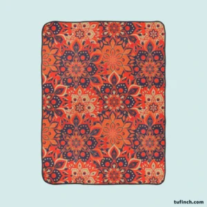 Hand Drawn Mandala Vintage Design Fleece Blanket 1