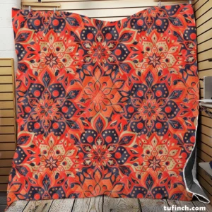 Hand Drawn Mandala Vintage Design Quilt Blanket