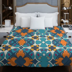 Hand Drawn Moroccan Carpet Pattern Design Duvet Cover