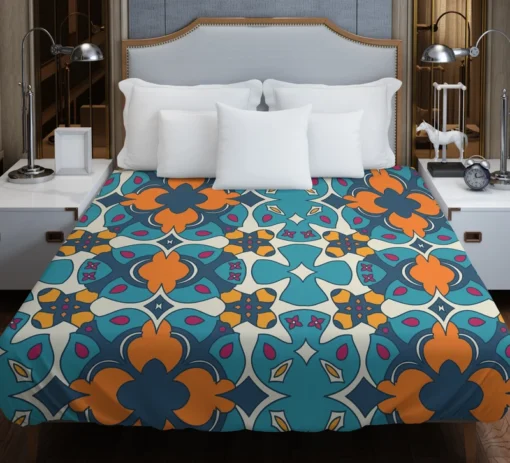 Hand Drawn Moroccan Carpet Pattern Design Duvet Cover