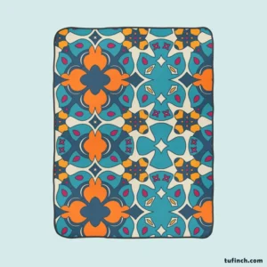 Hand Drawn Moroccan Carpet Pattern Design Fleece Blanket 1