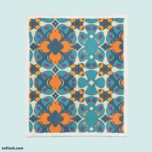 Hand Drawn Moroccan Carpet Pattern Design Sherpa Fleece Blanket 1