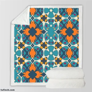 Hand Drawn Moroccan Carpet Pattern Design Sherpa Fleece Blanket