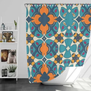 Hand Drawn Moroccan Carpet Pattern Design Shower Curtain