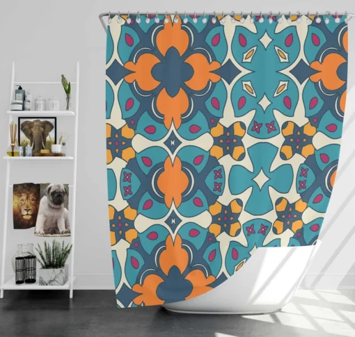 Hand Drawn Moroccan Carpet Pattern Design Shower Curtain