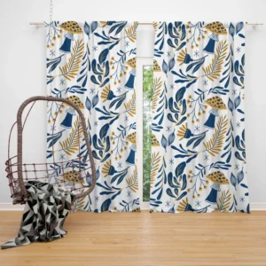 Hand Drawn Mushroom Pattern Curtain