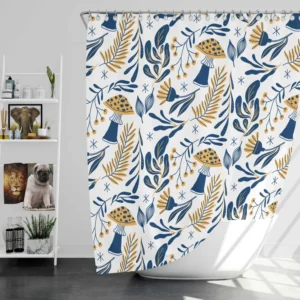 Hand Drawn Mushroom Pattern Shower Curtain