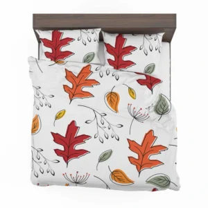 Hand Drawn Oak Leaves Bedding Set 2