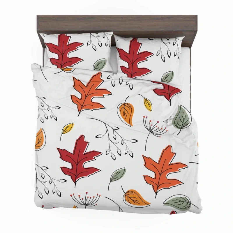 Hand Drawn Oak Leaves Bedding Set 2