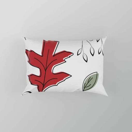 Hand Drawn Oak Leaves Pillow Case