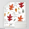 Hand Drawn Oak Leaves Sherpa Fleece Blanket